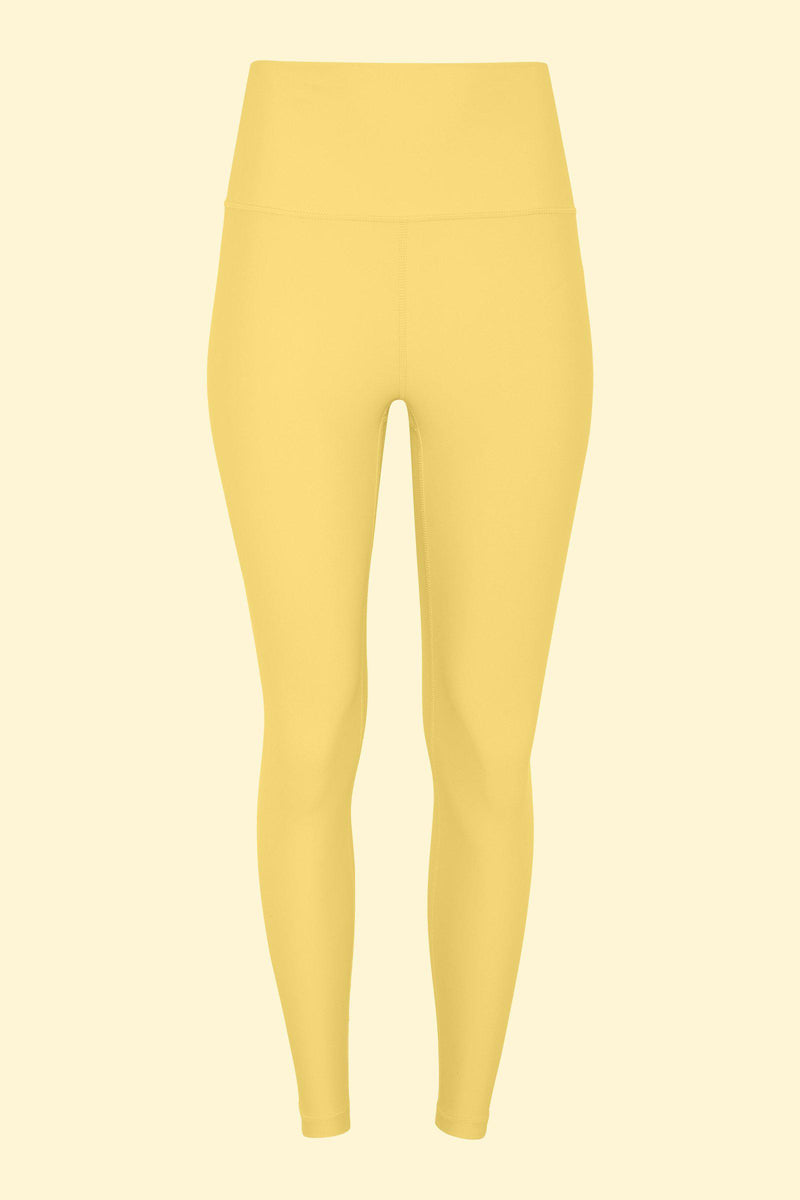 Women's Workout Step Up Leggings in Lemon Yellow made with Recycled  Polyester