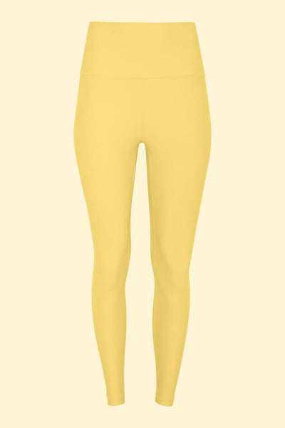 Women Solid Cotton Lycra Super Quality Lemon Yellow Ankle Length Leggings